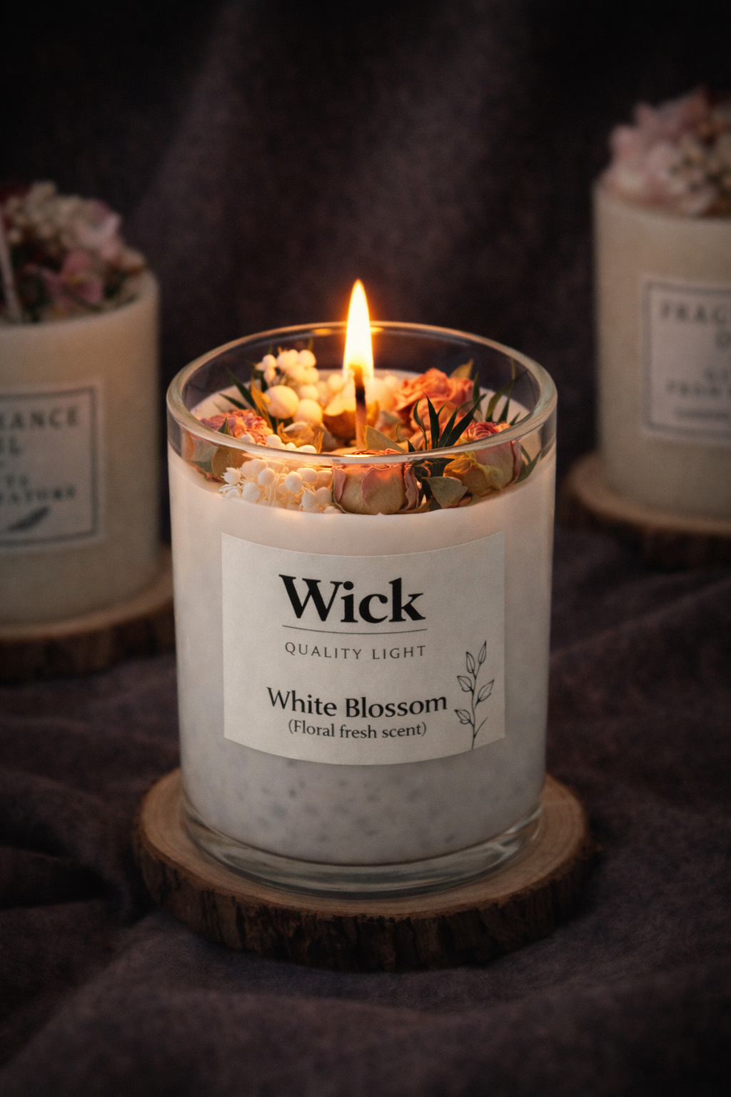 Dried Flowers Decor Romantic Candles